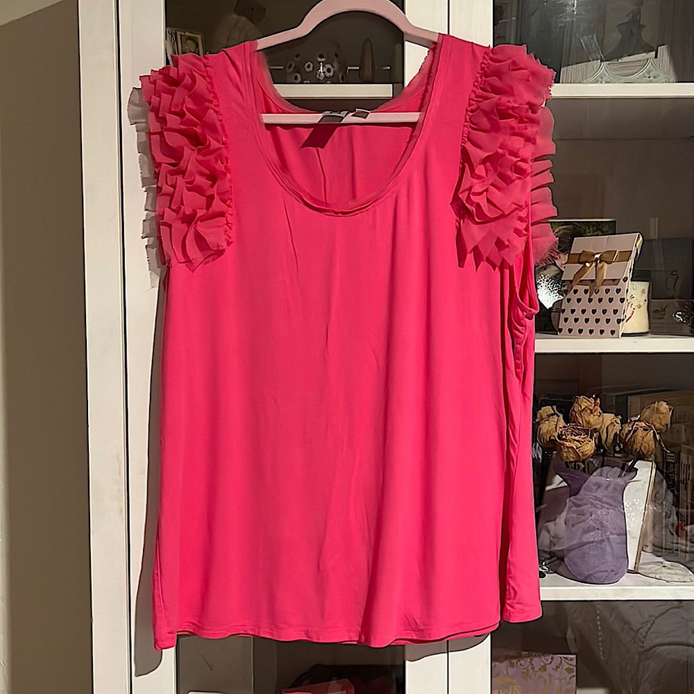 Marc Bouwer hot pink ‘flutter sleeve’ top size 2X
